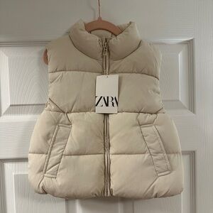 ZARA Kids Tan Beige Puffer Vest
